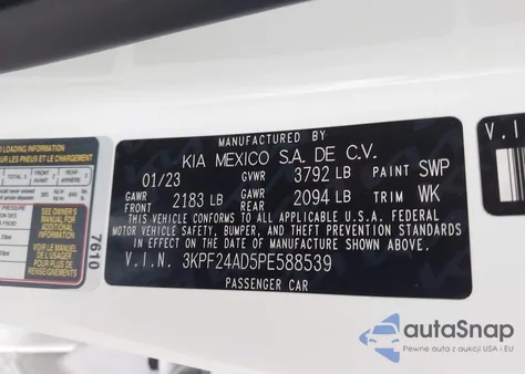 2023 Kia Forte Lxs from USA, damaged, VIN 3KPF24AD5PE588539